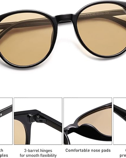 SOJOS Small Round Classic Polarized Sunglasses for Women Men Vintage Style UV400 Lens MAY SJ2113