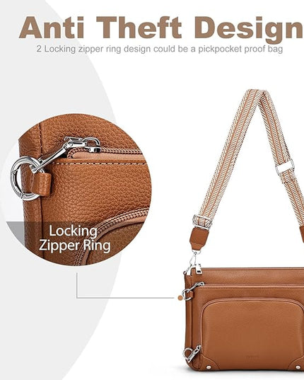 Anti-Theft Crossbody Purse for Women, Crossbody Shoulder Bag with Built-in Wallet & RFID Blocking for Travel Workout