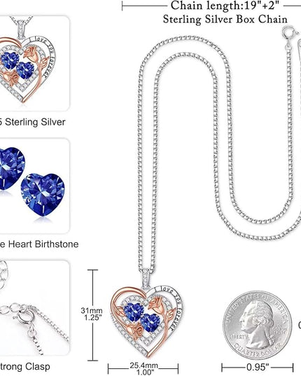 Iefil Christmas Gifts for Women - Sterling Silver Birthstone Necklace Anniversary Birthday Gifts for Her Wife Mom Daughter