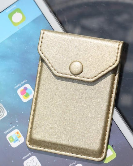 Card Holder for Back of Phone Adhesive Cell Phone Leather Wallet Stick On Card Holder Credit Card Holder Pocket for Men Women RFID Blocking Covers Gold
