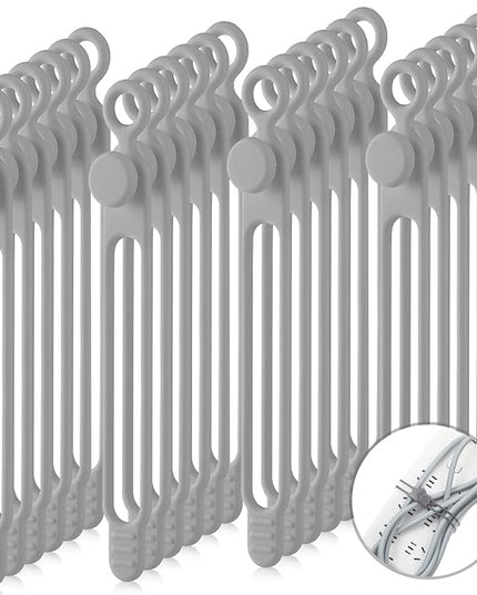 Nuanchu 40 Pcs Silicone Cable Ties Reusable Holder Adjustable Straps Multipurpose Charging Cable Organizer for Fastening Charging Cords Wires(7.1 Inch,Gray)
