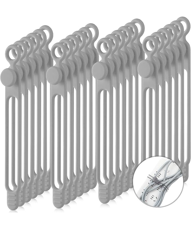 Nuanchu 40 Pcs Silicone Cable Ties Reusable Holder Adjustable Straps Multipurpose Charging Cable Organizer for Fastening Charging Cords Wires(7.1 Inch,Gray)