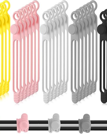 Nuanchu 40 Pcs Silicone Cable Ties Reusable Holder Adjustable Straps Multipurpose Charging Cable Organizer for Fastening Charging Cords Wires(4.17 Inch,Assorted Color)