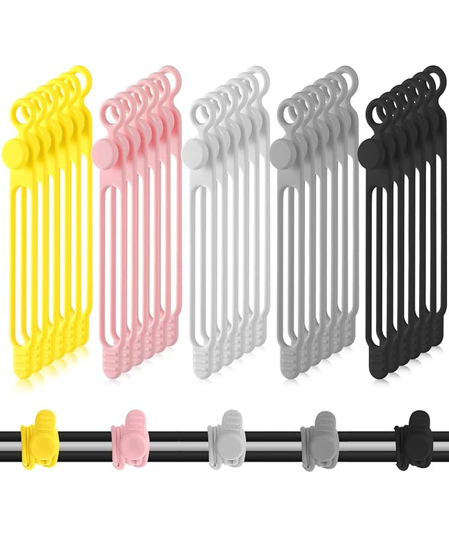 Nuanchu 40 Pcs Silicone Cable Ties Reusable Holder Adjustable Straps Multipurpose Charging Cable Organizer for Fastening Charging Cords Wires(4.17 Inch,Assorted Color)