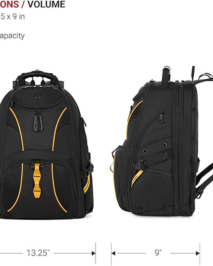 SwissGear 1900 Scansmart TSA 17 Laptop Backpack, Black/Gold, 19-Inch