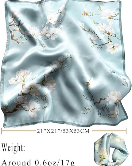 100% Mulberry Silk Scarf for Women Hair Lightweight Square Neckerchief Wrap For Head Scarves 21"