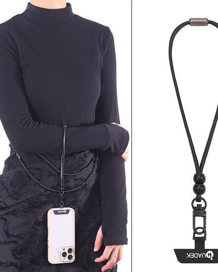 cell phone lanyard Detachable Phone Chain Strap Leather 2-in-1 Wristlet Phone Strap