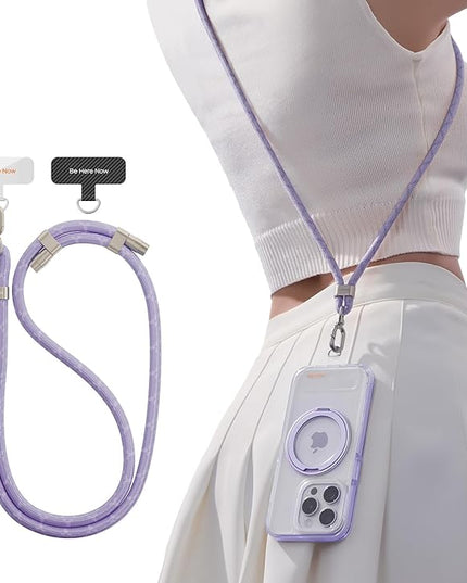 TORRAS Phone Lanyard Crossbody with 2 Phone Tabs, Adjustable Anti Theft Phone Strap for All Phones, Premium Metal Buckles, Skin-Friendly, Universal Cell Phone Neck lanyard for Women and Men, Purple