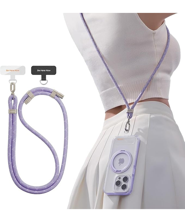 TORRAS Phone Lanyard Crossbody with 2 Phone Tabs, Adjustable Anti Theft Phone Strap for All Phones, Premium Metal Buckles, Skin-Friendly, Universal Cell Phone Neck lanyard for Women and Men, Purple
