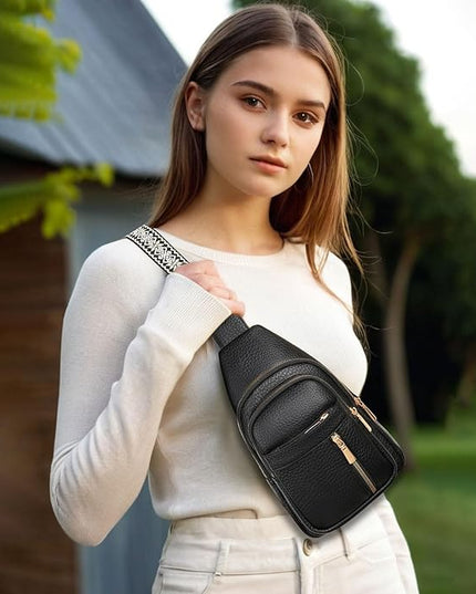 FALAN MULE Crossbody Bags for Women Trendy Leather Sling Chest Bag Fanny Packs for Women