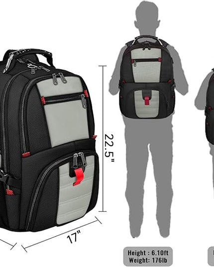 YOREPEK 18.4 Laptop Backpack, Large Backpacks with USB Charger Port, TSA Friendly Flight Approved Weekend Carry on Backpack with Luggage Strap for Men and Women, Grey