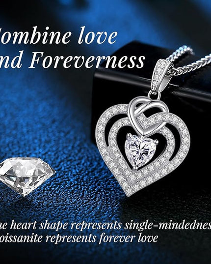 OOBEE Moissanite Heart Necklaces for Women, 1- 4 Carat Moissanite 925 Sterling Silver Gold Plating Fine Women Necklace，Ideal Anniversary Birthday Christmas Valentine Mothers Day Jewelry Gifts for Mom Wife Her Girlfriend