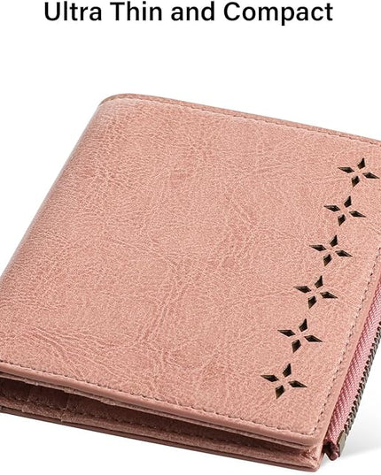 Lavemi Ultra Thin Small Compact Leather Womens Girls Wallets RFID Blocking Credit Card Holder for Women