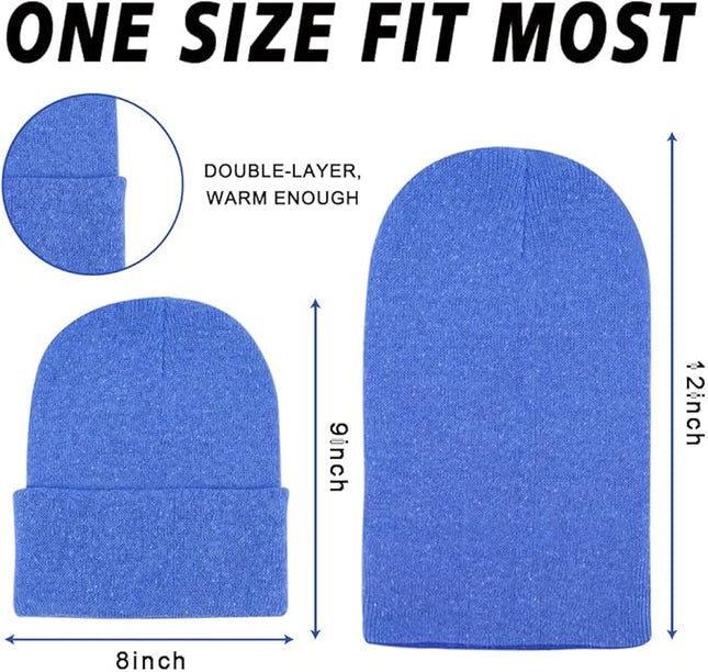 ZH 12-Pack Knitted Winter Beanie Hats for Men and Women, Warm and Cozy Cuffed Skull Caps, Bulk Purchase