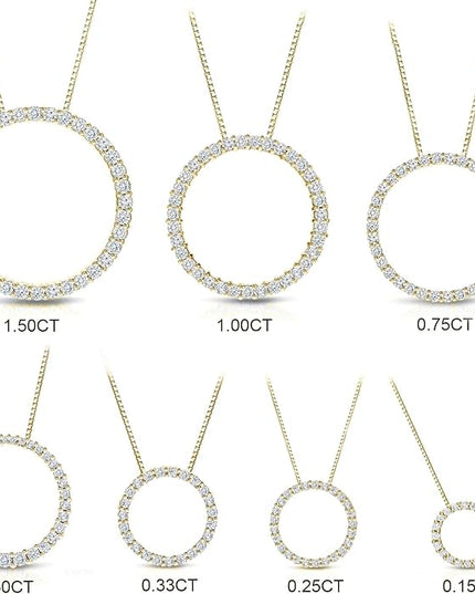 Diamond Wish 1/6 to 1 Carat Diamond Circle of Life Round Pendant Necklace for Women in 14k Gold (I1-I2, cttw) on 18 Inch Long Chain with Spring Ring Clasp