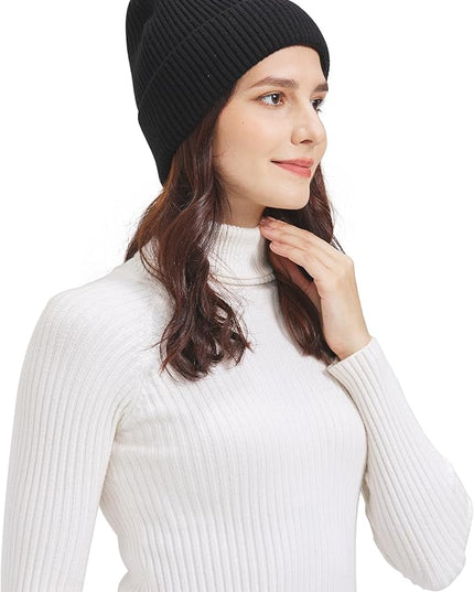 Zylioo Plus Size Fleece Lined Beanie Hat,2XL/XL/L/M/S Thermal Knitted Hat,Winter Warm Lined Snow Hats for Women Men