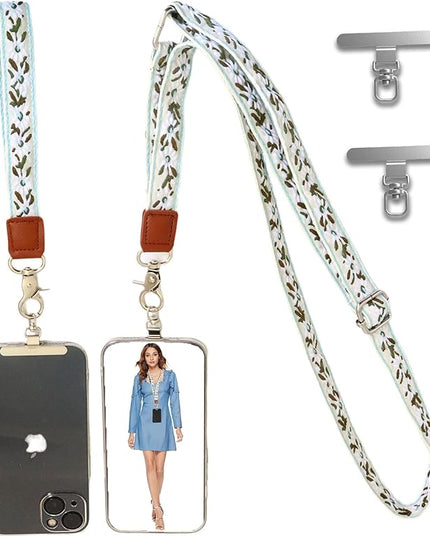 LEMEDE Wrist Keychain and Adjustable Phone Lanyard, Silver Hook Phone Crossbody Strap with 360° Rotating Phone Pads