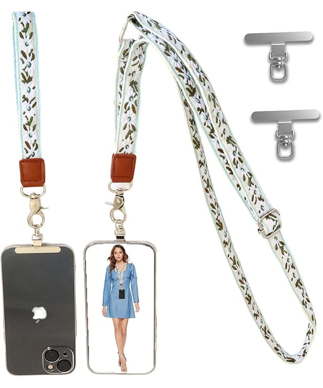 LEMEDE Wrist Keychain and Adjustable Phone Lanyard, Silver Hook Phone Crossbody Strap with 360° Rotating Phone Pads