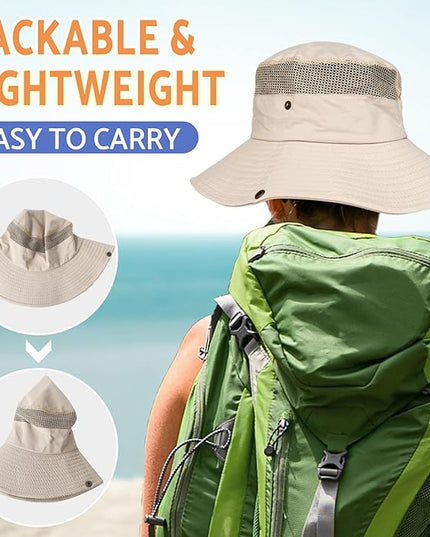 PFFY Sun Bucket Hats for Men Women 3” Wide Brim UPF 50+ Fishing & Beach Hat