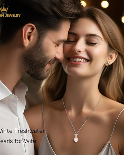 Gifts for Wife Women Anniversary -Pearl Necklace -Mom Girlfriend Her Fine Jewelry Mothers Day Valentines Christmas Birthdays Gift