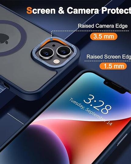 Hython Case for iPhone 14 Plus Case Magnetic Translucent Matte Phone Cases 6.7" [Compatible with MagSafe] Thin Slim Fit Shockproof Bumper Hard Protective Cover for Women Men Girls, Deep Blue