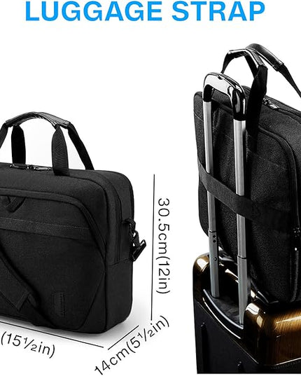 BAGSMART Laptop Bag, 15.6 Inch Briefcase Men, Lockable Computer Bag Work Bag, Water-Repellent Shoulder Messenger Bag Travel Office Business, Black