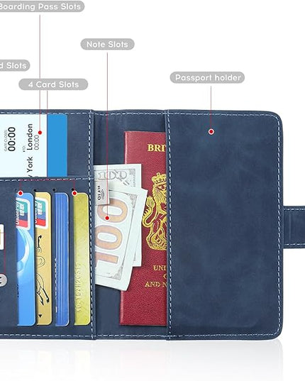 ILIYAH-Passport Cover-Passport Holder Travel Wallet-RFID Blocking Passport Case Travel Accessories Card Holder Wallet Unisex Travel Gifts(Navy)