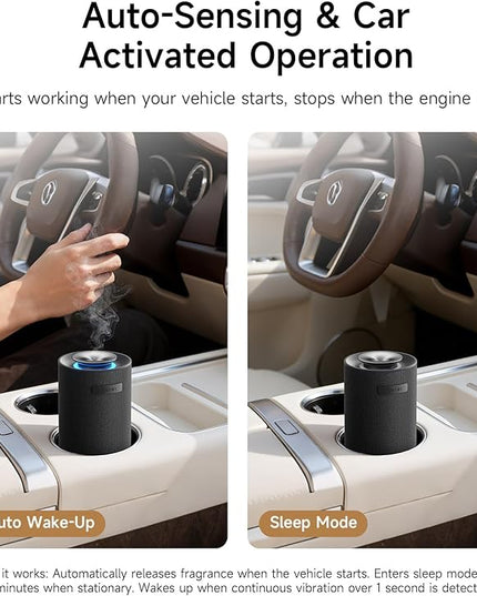 Waterless Car Diffuser & Home Aromatherapy Diffuser with Ignition-Activated Start/Stop | Cordless Portable Car Air Freshener for Essential Oils 5/10/15ml | Adjustable Scent, 2-in-1 Home/Car Mode
