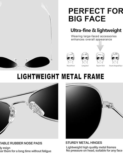 Joopin Polarized Metal Aviation Sunglasses Men, Classic Military Sun Glasses Women, Rectangle Shades UV400 Protection Costume