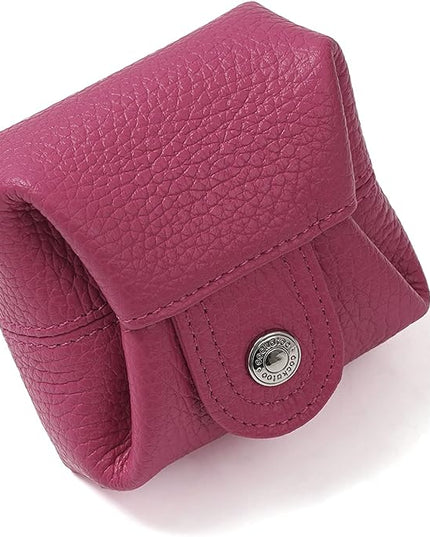 Cockatoo Genuine Leather Coin Pouch Change Holder, Mini Snap Pocket Wallet for Men Women (Fuchsia, Large)