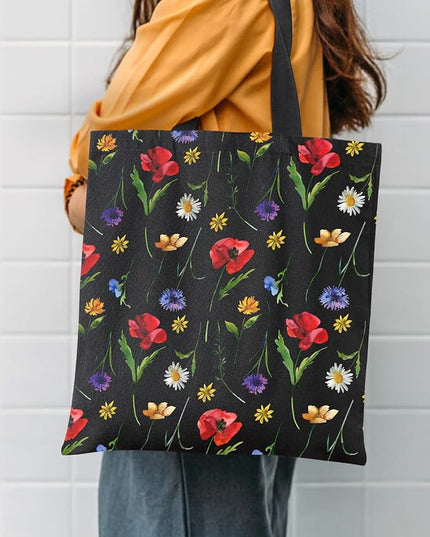 AUSVKAI Canvas Tote Bag Aesthetic for Women, Cute Reusable Cloth Cotton Bags for College Shopping Beach Grocery Trendy Gifts