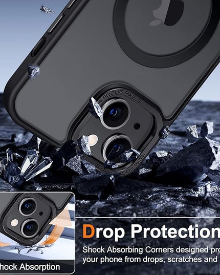 Hython Case for iPhone 14 Case Magnetic Translucent Matte Phone Cases 6.1" [Compatible with MagSafe] Thin Slim Fit Shockproof Bumper Hard Protective Cover for Women Men Girls, Frosted Black