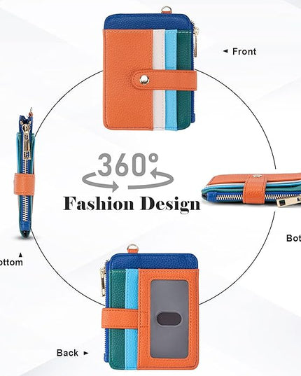 Keychain Wallet with Bracelet RFID Blocking Wristlet Credit Purse Card Holder, Silicone Bead Tassel Key Ring for Women