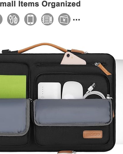 MOSISO 360 Protective Laptop Shoulder Bag,13 inch Computer Bags Compatible with MacBook Air M4 M3 M2 M1 2025-2018/Pro 13 2025-2016,Side Open Messenger Bag with 4 Zipper Pockets, Black