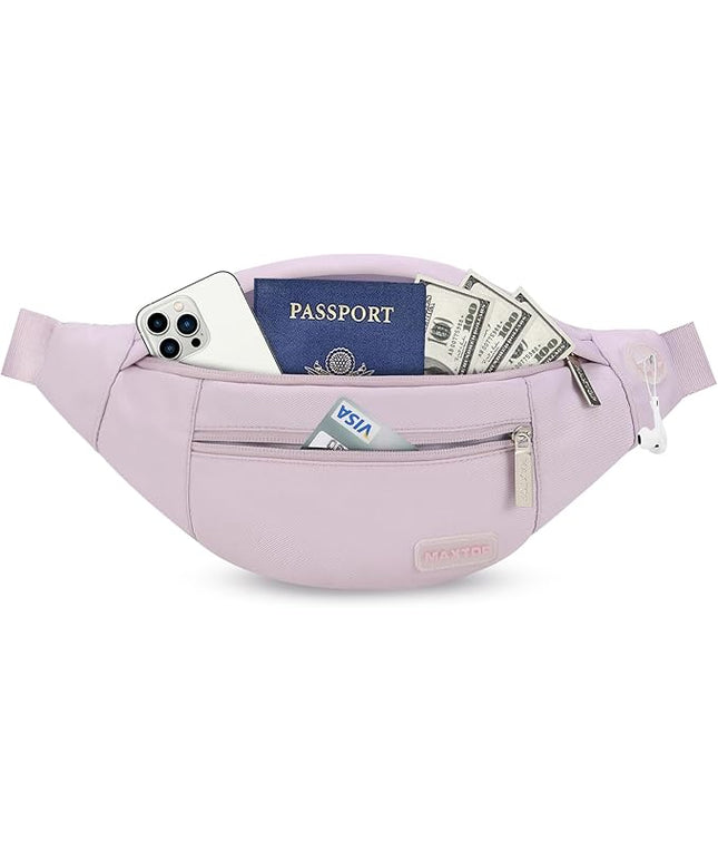 MAXTOP Large Crossbody Fanny Pack with 4-Zipper Pockets,Gifts for Enjoy Sports Festival Workout Traveling Running Casual Hands-Free Wallets Waist Pack Phone Bag Carrying All Phones
