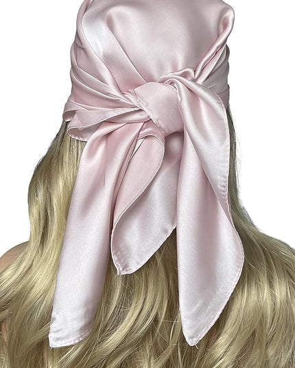 CHUNG Women's Square Satin Scarf 27.5" Bandanas Solid 50s Retro Neck Scarves Emulation Silk Handbag Hair Ribbons Necktie