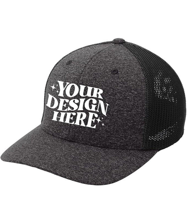 INK STITCH C302 Custom Embroidery Add Logo Texts Melange Mesh Back Trucker Cap