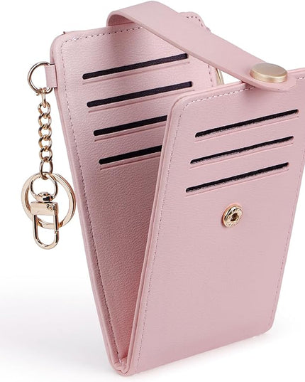 POIUGOYA Slim Wallet for Women,RFID Blocking Bifold Credit Card Holder with Zipper Coin Pocket,ID Window,Keychain