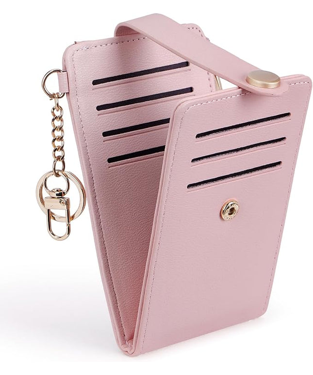 POIUGOYA Slim Wallet for Women,RFID Blocking Bifold Credit Card Holder with Zipper Coin Pocket,ID Window,Keychain