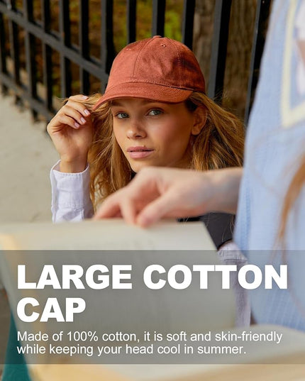 Zylioo XL XXL Oversize Baseball Cap, 100% Cotton Adjustable Dad Hat for Big Heads 23.5"-25.5", Soft Crown Large Size Cap