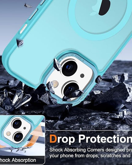 Hython Case for iPhone 15 Plus Case Magnetic Translucent Matte Phone Cases 6.7" [Compatible with MagSafe] Thin Slim Fit Shockproof Bumper Hard Protective Cover for Women Men Girls, Frosted Lake Blue