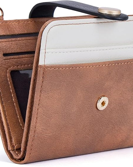 POIUGOYA Slim Wallet for Women,RFID Blocking Bifold Credit Card Holder with Zipper Coin Pocket,ID Window,Keychain