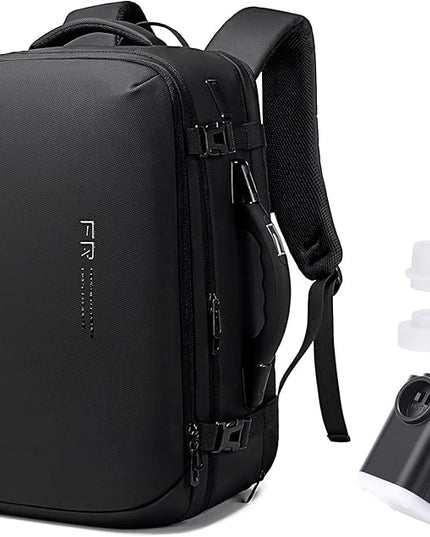 FENRUIEN Vacuum Travel Backpack with Digital Scale Handle, Expandable 60L Air Compression System with Pump, Airline Approved Carry-On Fits 17.3" Laptop
