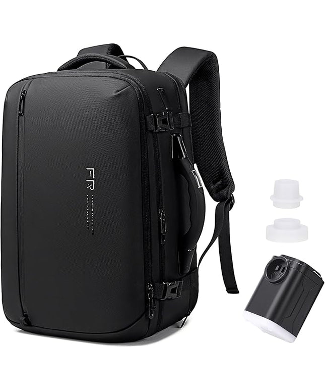 FENRUIEN Vacuum Travel Backpack with Digital Scale Handle, Expandable 60L Air Compression System with Pump, Airline Approved Carry-On Fits 17.3" Laptop