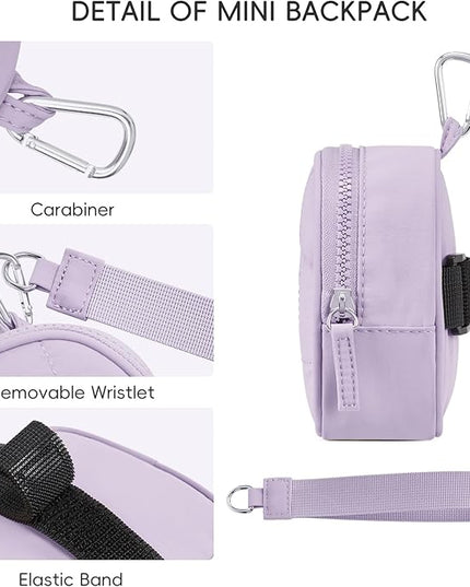 CLUCI Mini Backpack Keychain Wallet Small Change Quilted Coin Purse Cute Puffer Wristlet Pouch with 3 RFID Card Slots