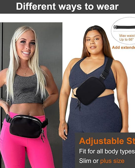 Mini Belt Bag for Women, RFID Small Fanny Pack, Womens Fashion Waist Packs with Extender Strap, Crossbody Bum Bags