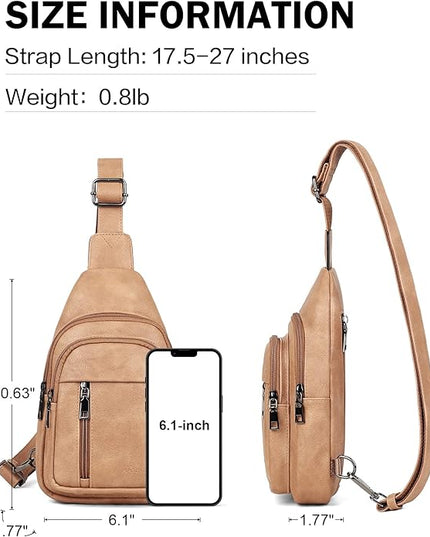 MASINTOR Sling Bag for Women - Crossbody Bags Fanny Pack with Vegan Leather - Adjustable Sling Backack for Travel