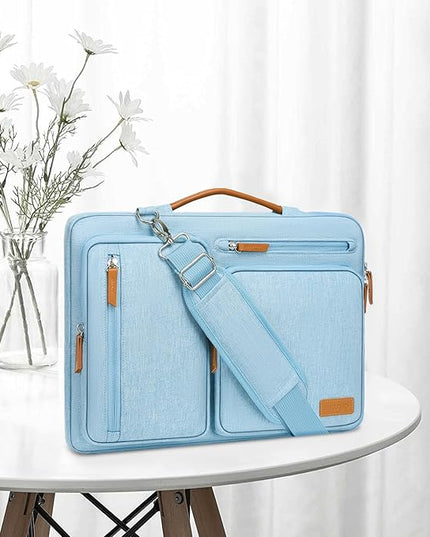 MOSISO 360 Protective Laptop Shoulder Bag,13-13.3 inch Computer Bag Compatible with MacBook, HP, Dell, Lenovo, Asus Notebook,Side Open Messenger Bag with 4 Zipper Pockets&Handle, Air Blue