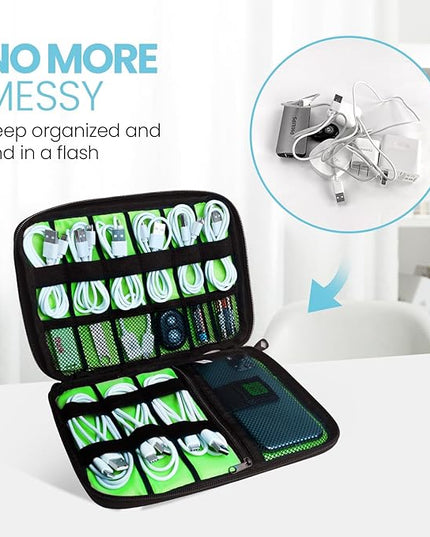 Electronics Travel Organizer,Portable Waterproof Electronic Travel Storage Bag for Small Charging Cord Storage,Charger,SD Card etc,for Travel,Business-Yellow Green