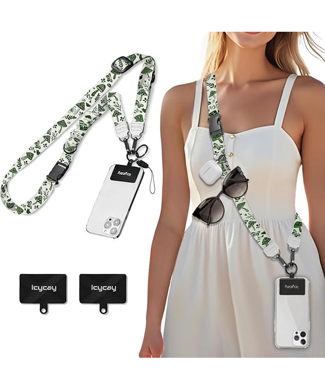Phone Lanyard Crossbody, Mushroom Cell Phone Strap for Around The Neck Adjustable, Anti Theft Cute Lanyard for iPhone Case ID Holder Keys Accessories Travel Essential